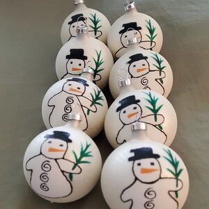 Snowman Holiday Ornaments - Cream and Black